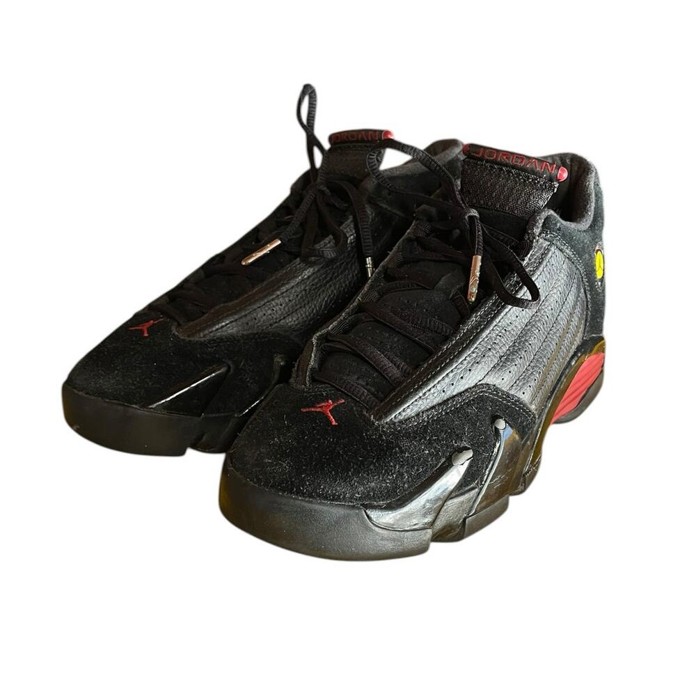 Nike Air Jordan 14 Retro "Last Shot" Basketball Sneakers Size 6Y Black Red BRED - Picture 2 of 6